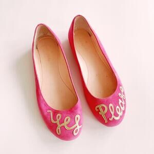 Kate Spade |♠️| Pink “Yes Please” Flats with Gold Script